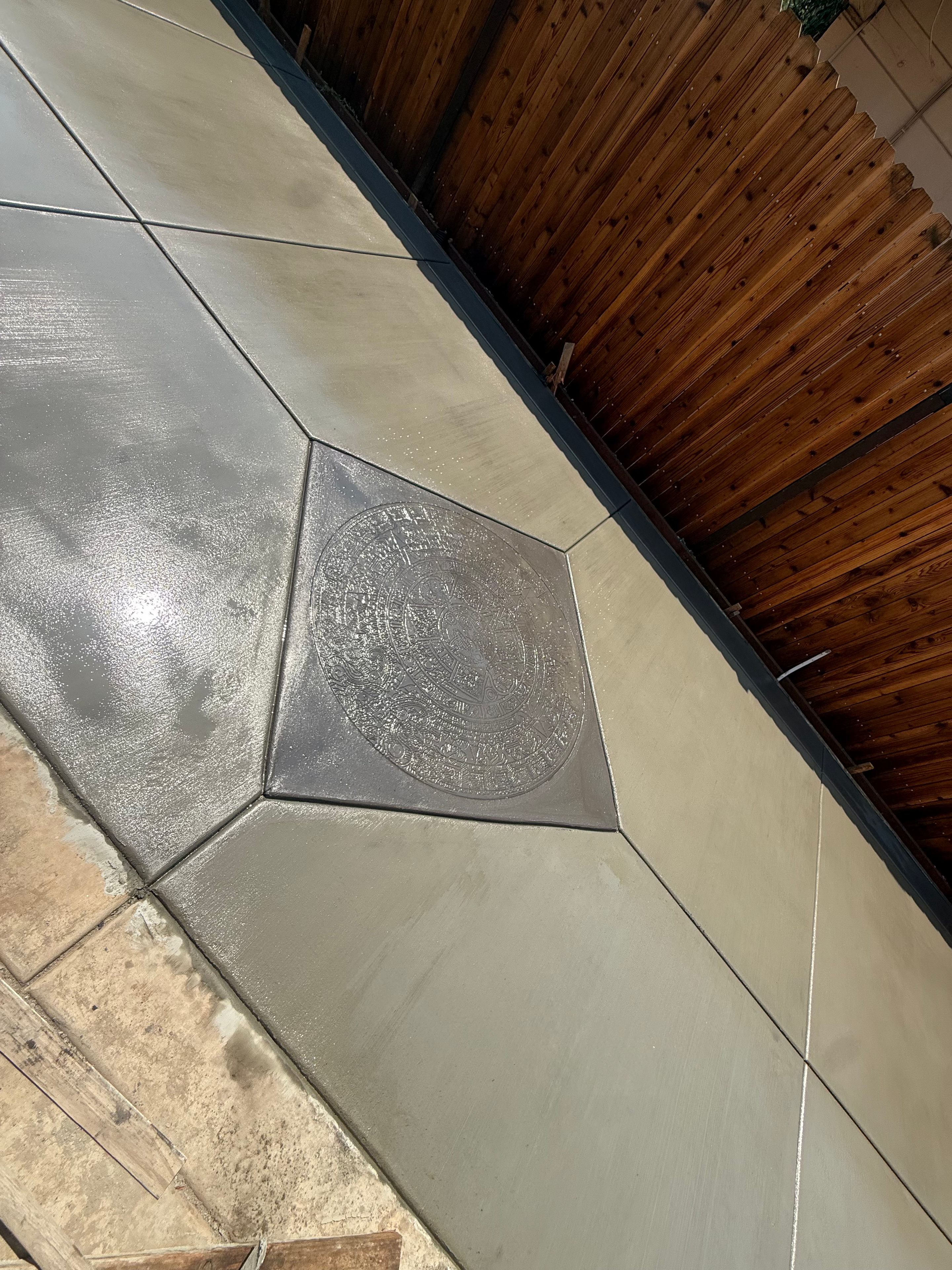 Stamped Patio with Aztec Medallion