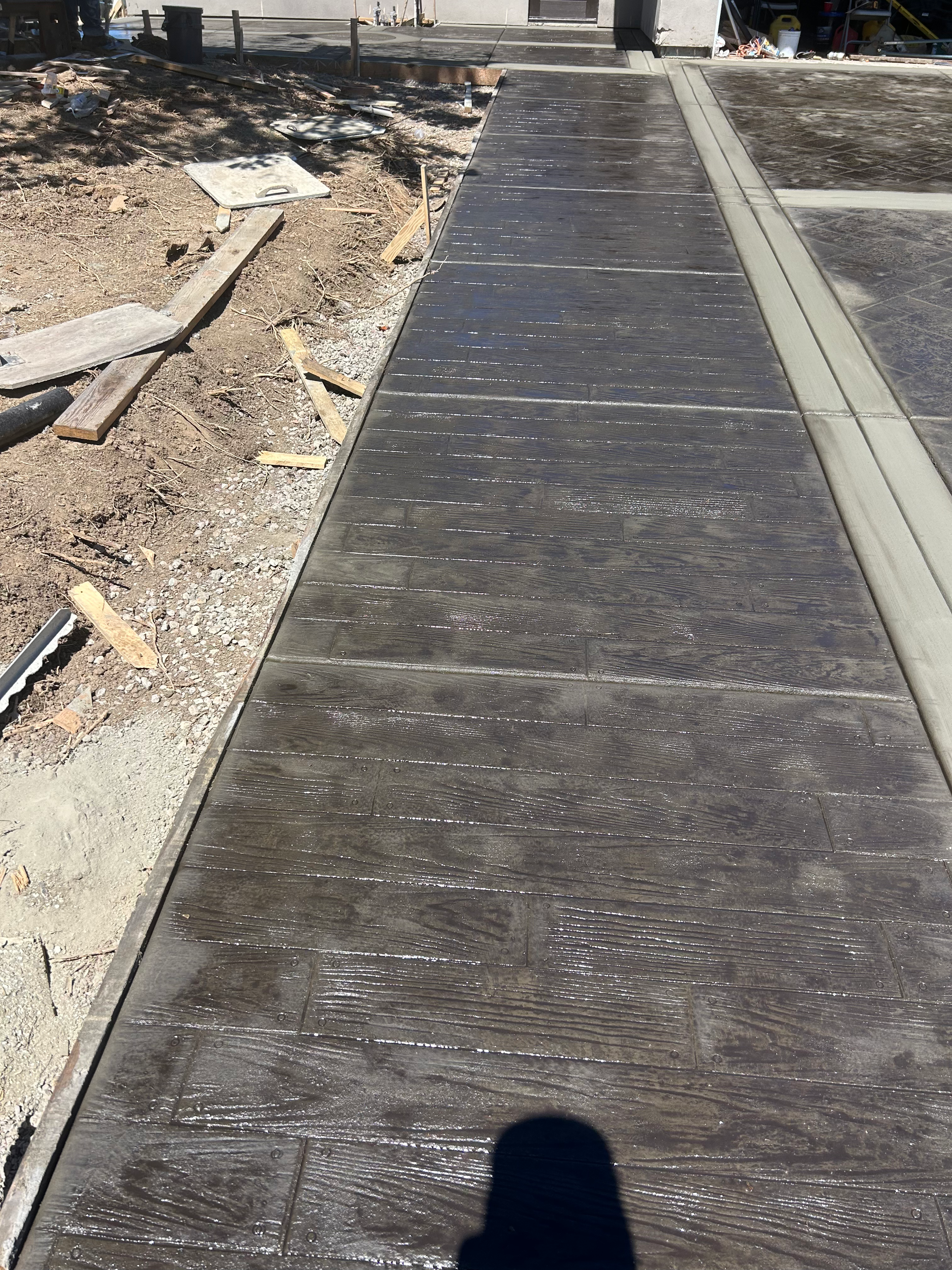 Wood-Plank Stamped Concrete Driveway